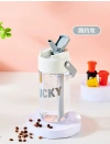 J63-JM709 plastic flower tea cup with tea bin, high appearance level, student Internet celebrity portable hand-held travel cup, straw cup Specification image